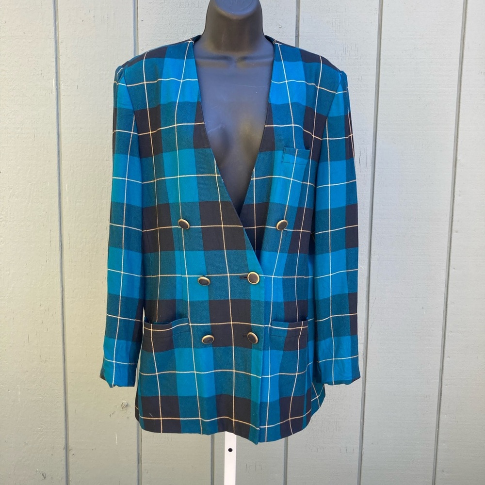 Worthington blue plaid blazer
